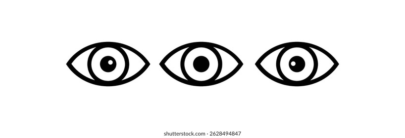 Eye icon with editable stroke. Eye line icon set sign. Vector illustration