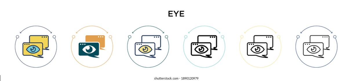 Eye icon in filled, thin line, outline and stroke style. Vector illustration of two colored and black eye vector icons designs can be used for mobile, ui, web