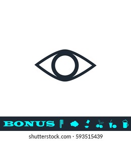 Eye icon flat. Black pictogram on white background. Vector illustration symbol and bonus button