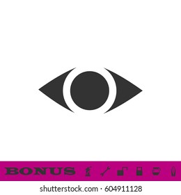 Eye icon flat. Black pictogram on white background. Vector illustration symbol and bonus button