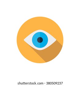 Eye icon in a flat design with long shadow vector