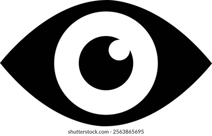 Eye icon in flat. Eyesight symbol vector for apps or website. Retina, cornea scan eye icons. Simple eyes silhouette see view vision sight look sign isolated on transparent background