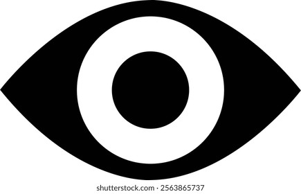 Eye icon in flat. Eyesight symbol vector for apps or website. Retina, cornea scan eye icons. Simple eyes silhouette see view vision sight look sign isolated on transparent background