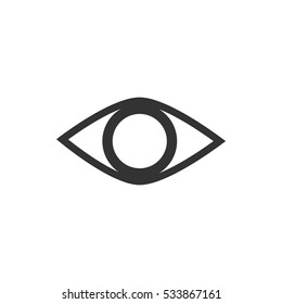 Eye icon flat. Illustration isolated on white background. Vector grey sign symbol