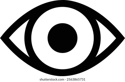 Eye icon in flat line. Eyesight symbol vector for apps or website. Retina, cornea scan eye icons. Simple eyes silhouette see view vision sight look sign isolated on transparent background