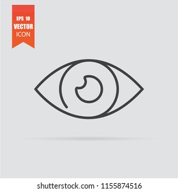 Eye icon in flat style isolated on grey background. For your design, logo. Vector illustration.