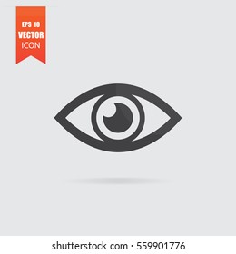 Eye icon in flat style isolated on grey background. For your design, logo. Vector illustration.