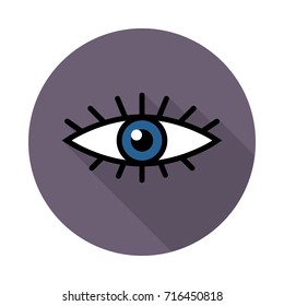Eye icon in flat style with long shadow, web icon, isolated, colored image