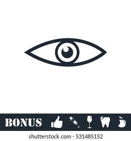 Eye icon flat. Vector illustration symbol and bonus pictogram