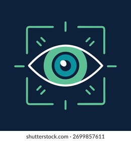 Icono de ojo con foco cuadrado que representa la claridad de la visión y la protección de datos Concepto de ciberseguridad Elemento de diseño