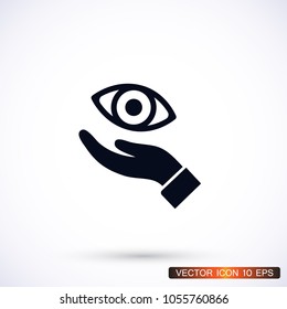 the eye icon in the hand icon