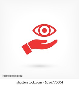 the eye icon in the hand icon