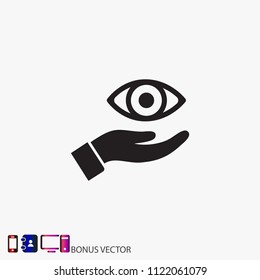 the eye icon in the hand icon