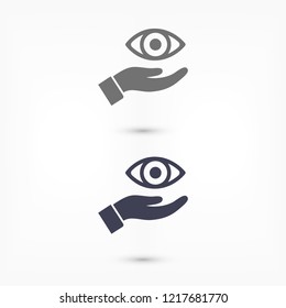 the eye icon in the hand icon