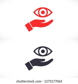 the eye icon in the hand icon