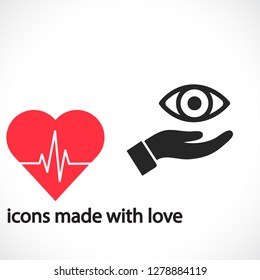 the eye icon in the hand icon
