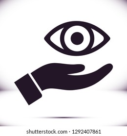 the eye icon in the hand icon