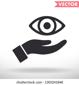the eye icon in the hand icon
