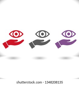 the eye icon in the hand icon