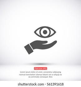 the eye icon in the hand icon
