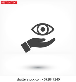 the eye icon in the hand icon