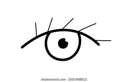 Icono de ojo. Dibujado a mano delinear los ojos humanos. Ilustración vectorial aislada en blanco. Sentido de la visión. Órganos internos.  Farmacia, atención médica, óptica, gota, personas, conjuntivitis.