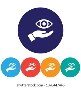 the eye icon in the hand icon , lorem ipsum Flat design
