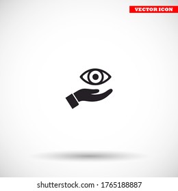 the eye icon in the hand icon , lorem ipsum Flat design