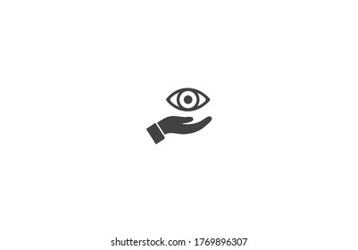 the eye icon in the hand icon , lorem ipsum Flat design