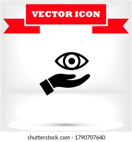 the eye icon in the hand icon , lorem ipsum Flat design