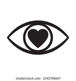 Eye icon. Heart in the eye icon. 