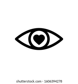 eye icon, eye with heart icon, love symbol