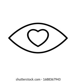 Eye icon, eye with heart icon, love symbol