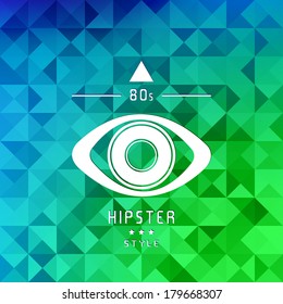 Eye icon, human eye symbol.Triangle background.