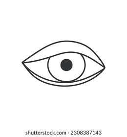 Eye icon.  Illustration in outline style. 70s retro vector design.