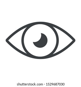 Eye icon illustration. Watch symbol, can be used to show number of page views or as surveillance symbol. Isolated on white background.