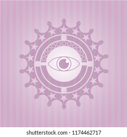 eye icon inside badge with pink background