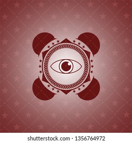 eye icon inside badge with red background
