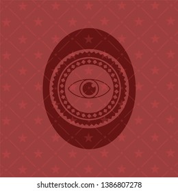 eye icon inside badge with red background
