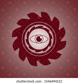 eye icon inside badge with red background