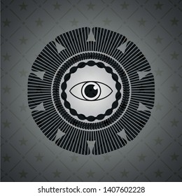 eye icon inside black emblem. Vintage.