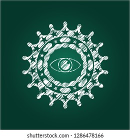 eye icon inside chalk emblem