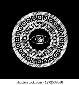 eye icon inside chalkboard emblem