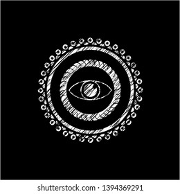 eye icon inside chalkboard emblem