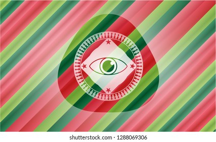 eye icon inside christmas badge.
