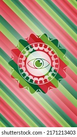icono ocular dentro del fondo del emblema navideño. 