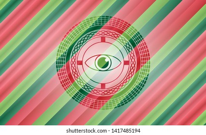 eye icon inside christmas style badge..