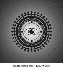 eye icon inside dark emblem. Retro