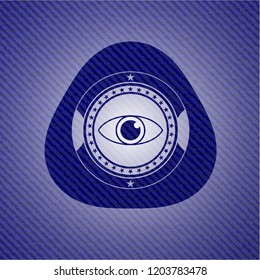 eye icon inside emblem with jean texture