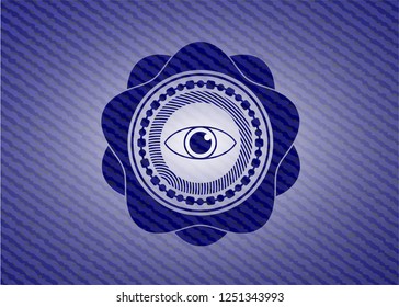 eye icon inside emblem with jean texture